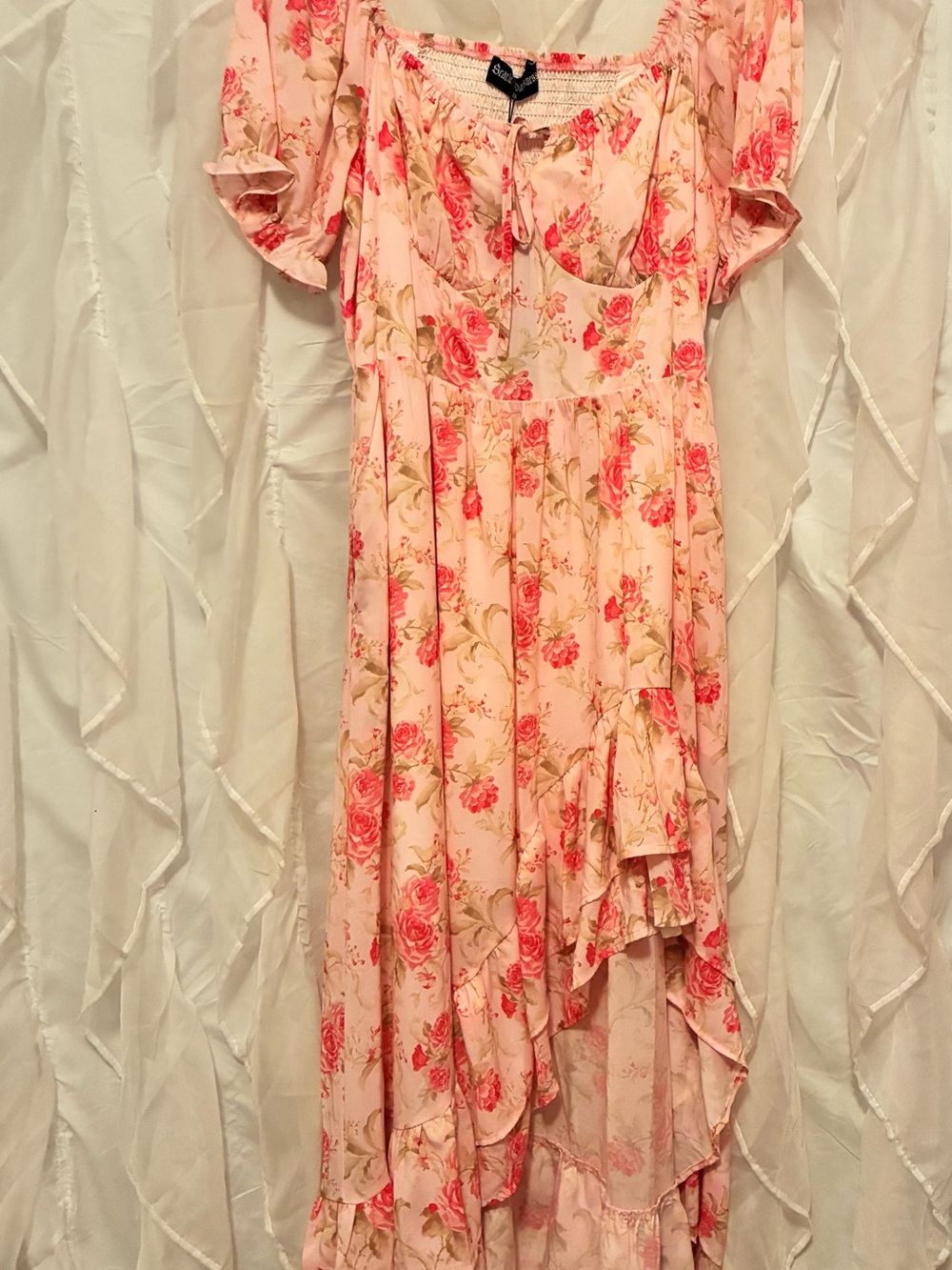 Floral Pink Ruffle Maxi Dress - Scarlet Darkness